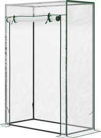 Outsunny Üvegház PE Rácsos Fóliával, Ajtóval, Télen Használható Fém Üvegház, Erkélyre, Kertbe, Paradicsomház 100 x 50 x 150 cm | Aosom