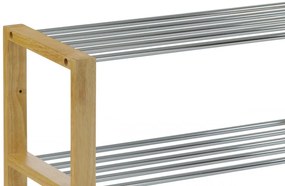 83168-12 Modern cipőtároló krómozott polcokkal natúr fa színben Belföldi Raktárról