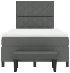 Box Spring ágy matraccal és paddal sötétszürke 120x200 cm
