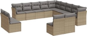 vidaXL 13 részes bézs polyrattan kerti ülőgarnitúra párnákkal