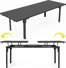 Nagy összecsukható kerti asztal 180-240 cm 12 fő részére szürke