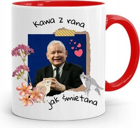 Piros Vicces Bögre Jaroslaw Kaczynski fényképes nyomattal