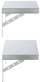2 db ezüstszínű rozsdamentes acél fali polc 50 x 23,5 cm