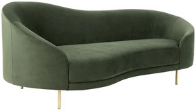 Barrow 3 személyes kanapé, zöld szövet, sárgaréz láb