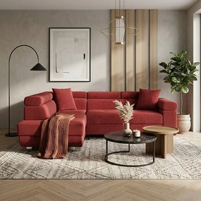 Bal oldali, ággyá alakítható sarokkanapé hullámrugókkal TORRE Piros