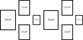 Képkeret szett 8db-os 30x40, A4, 13x18