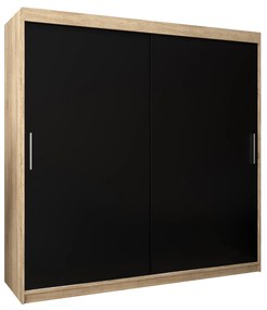Ruhásszekrény 200 cm Toki (szonoma tölgy + matt fekete). 1064857