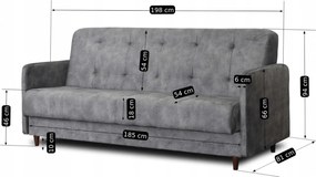 Zestaw 2x Sofa Rozkładana TIVOLI Szara