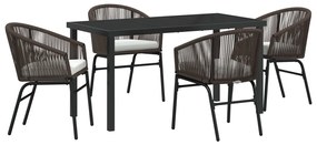 5 Részes Kerti Étkező Szett - Barna Poly Rattan