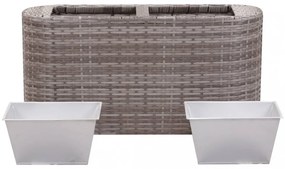 Szürke polyrattan virágtartó 80 x 25 x 40 cm