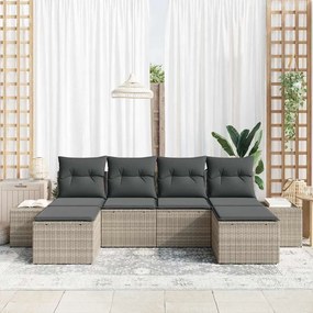 Kerti Kanapé Szett 6 pcs Világosszürke 184 x 62 x 85 cm