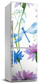 Dekor matrica hűtőre Virág és szitakötők FridgeStick-70x190-f-98370338