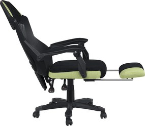 Irodai/gamer szék, fekete/zöld, teherbírás 150 kg, JORIK