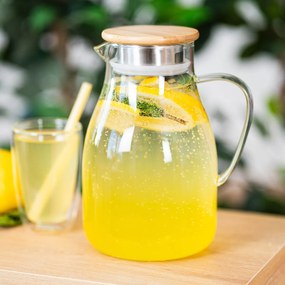 4Home Hot&Cool üveg kancsó Bamboo fedéllel, 1,7 l