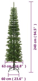 vékony polietilén műkarácsonyfa állvánnyal 240 cm