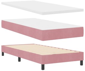 Box Spring Ágy Matraccal Rózsaszín 90x200 cm Bársony
