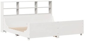 fehér tömör fa könyvespolcos ágy matrac nélkül 200 x 200 cm