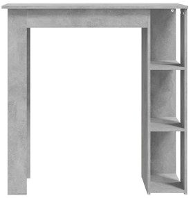 Betonszürke szerelt fa bárasztal polccal 102 x 50 x 103,5 cm