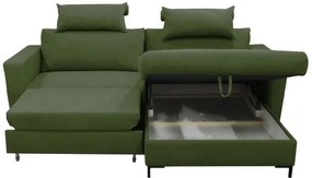 HORTA L-alakú, jobboldali kinyitható sarokkanapé tárolóval, zöld