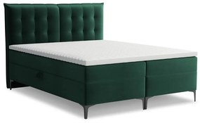 Sötétzöld ágyneműtartós boxspring ágy 180x200 cm Mikana – Makamii
