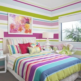 Gyerek tapéta nem szőtt anyagból 200 cm x 154 cm Bright Stripes – Artgeist