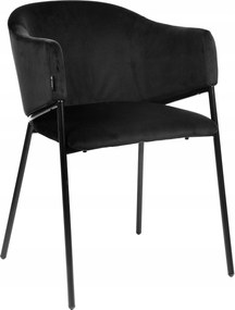 Fekete velúr kárpitozott szék nappaliba, étkezőbe és konyhába Argos