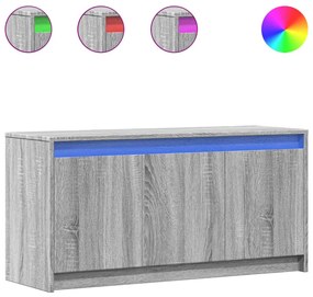 szürke sonoma színű szerelt fa LED-es TV-szekrény 100x34x50 cm