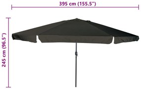 Kerti Napernyő ø395x245 cm Fekete