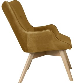 Mustársárga bársony fotel Niko – Ropez