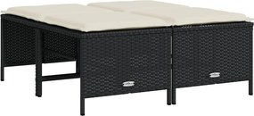 vidaXL 4 db fekete polyrattan kerti szék párnákkal