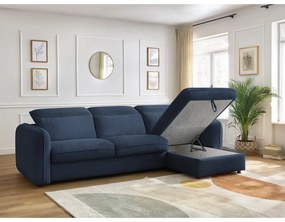 Sötétkék kinyitható sarokkanapé (variálható) Achille – Bobochic Paris