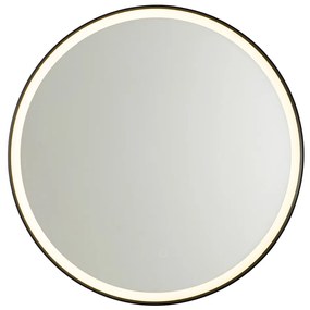 Fürdőszobai tükör fekete 70 cm LED-del, 3 lépésben dimmelhető, érintőgombos, kerek - Miral