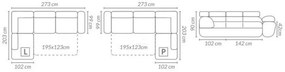 ALFA sarok kanapéágy, 273x70/85x203, sioux 1115/lux 23, jobb sarok