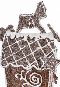 LED-es karácsonyi barna grillázs lámpás házikó ünnepi rénszarvas tetős díszítéssel asztali dekoráció 26,5x14x11cm