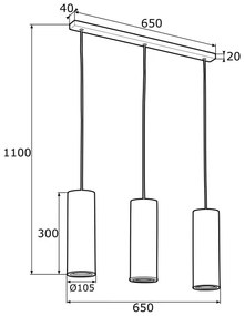 Argon 1486 - Csillár zsinóron LINEA 3xE27/15W/230V sárgaréz/fekete