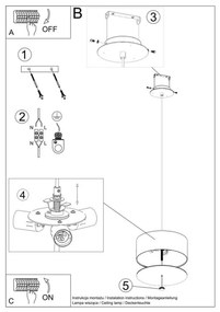 Sollux SL.0756 - Csillár zsinóron SKALA 3xE27/60W/230V átm. 30 cm fekete