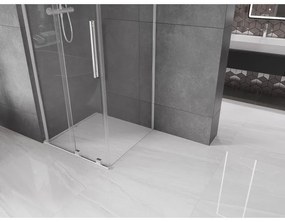 Mexen Velar L, zuhanykabin tolóajtóval 90 x 90 cm, 8mm átlátszó üveg, króm, 871-090-090-03-01