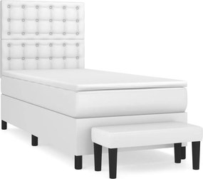 vidaXL fehér műbőr rugós ágy matraccal 90 x 200 cm