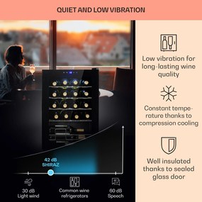 Klarstein Shiraz 20 Uno, borhűtő, 53 liter, 20 palack, 5-18°C, érintőképernyős vezérlőpanel