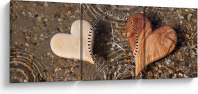 Kép - Fából készült szívek (órával) (90x30 cm)