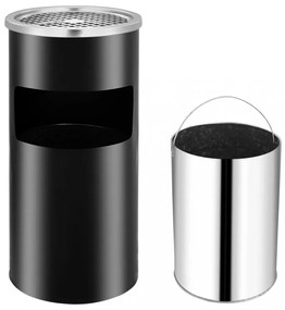 fekete acél fali szemeteskuka hamutartóval 26 liter