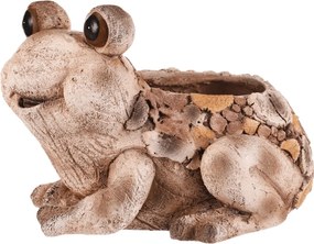 Béka virágtartó, magnézium, fa dekor