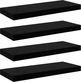 vidaXL 4 db magasfényű fekete MDF lebegő fali polc 60 x 23,5 x 3,8 cm