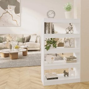 magasfényű fehér térelválasztó könyvszekrény 80x30x135 cm