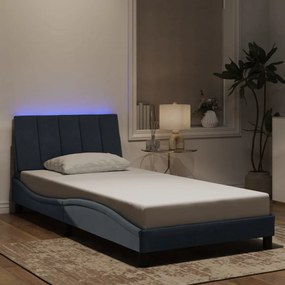 sötétszürke bársony ágykeret LED-világítással 100 x 200 cm