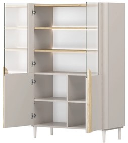 Amilio vitrin 100 cm - kasmír / olajozott tölgy / világos tölgy fogantyú