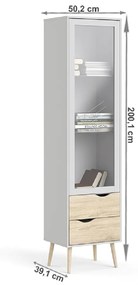 Vitrines szekrény, tölgy sonoma/fehér, OSLO 75461