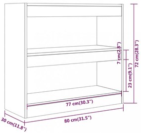 betonszürke térelválasztó könyvszekrény 80 x 30 x 72 cm