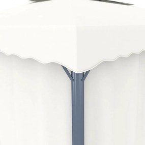 krémfehér pavilon függönnyel és LED fényfüzérrel 4 x 3 m