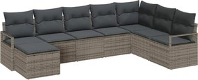 vidaXL Kanapé Szett párnával tárolóval 8 pcs Szürke polirattan